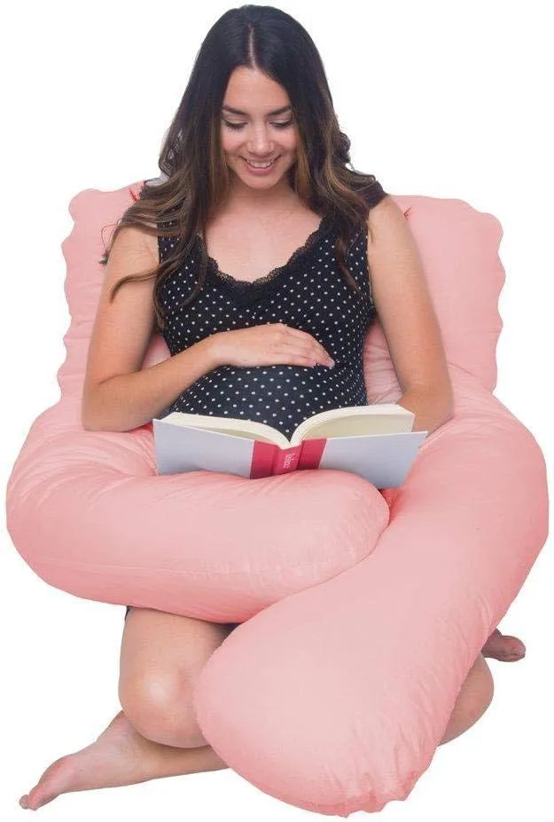 U Shape Full Body Pillow Pregnant Women 130cm x 80cm Maternity Belly Support Sleep Pregnancy Cushion Baby Nursing Pillow Stomach Side Sleepers Pink Color Free Size thumbnail 3