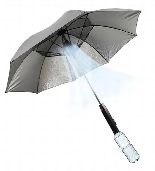 Cooling Fan Umbrella Water Spray Uv Protection Semi Automatic Open