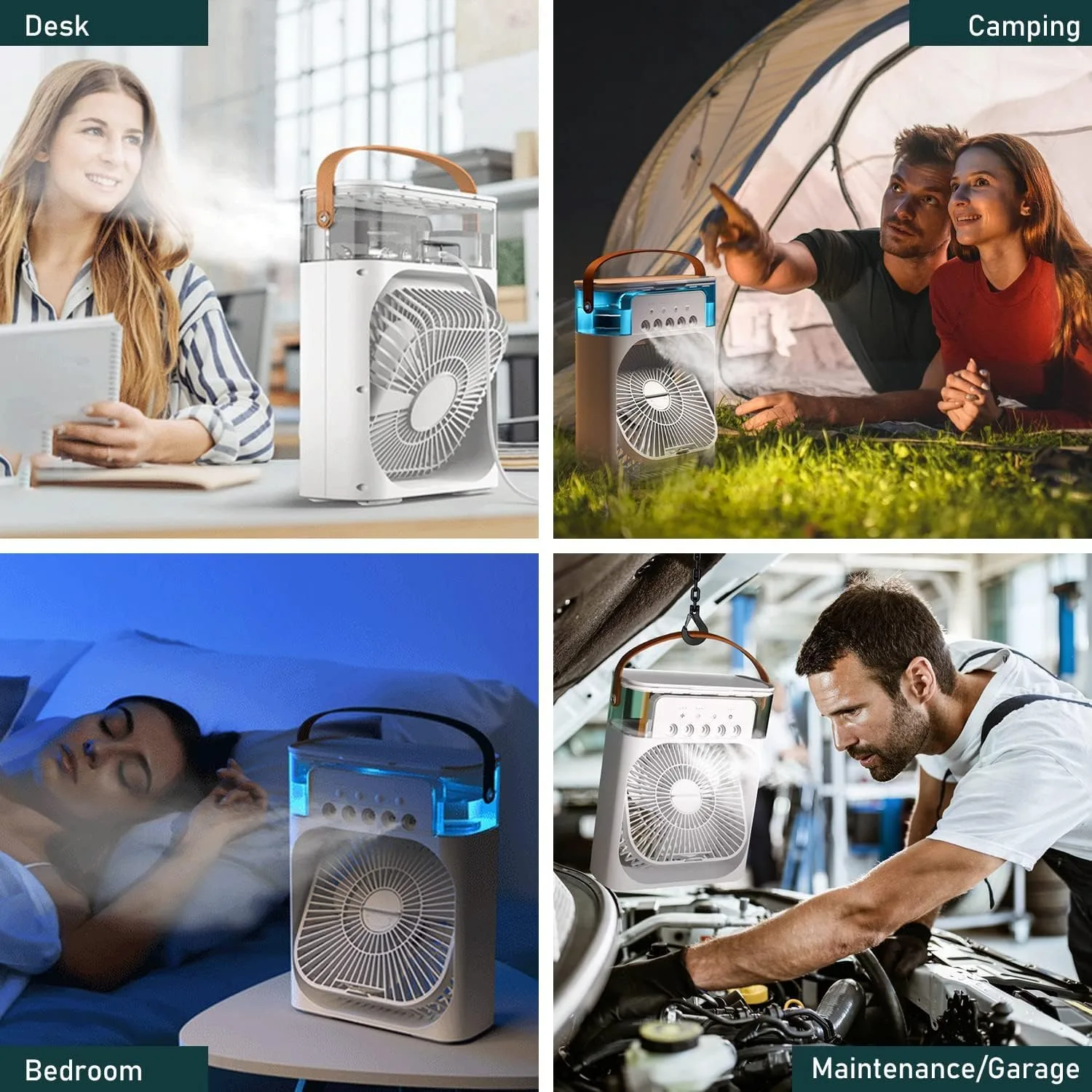 Portable Air Conditioners,Mini Evaporative Cooler,700ml Cooler 3 Speeds,USB Personal Conditioner with 7 LED Light，1-3H Timer AC Cooling Fan for car Home Office Room thumbnail 2