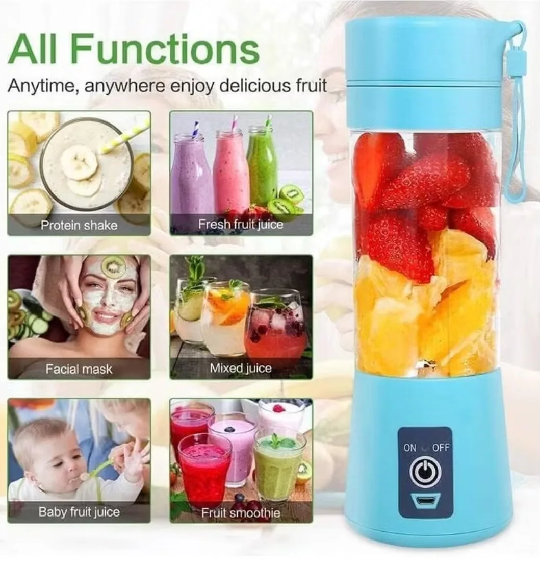 Portable Blender Smoothies Personal Blender Mini Shakes Juicer 380 ml Cup USB Rechargeable Cordless Shaker Bottle thumbnail 4