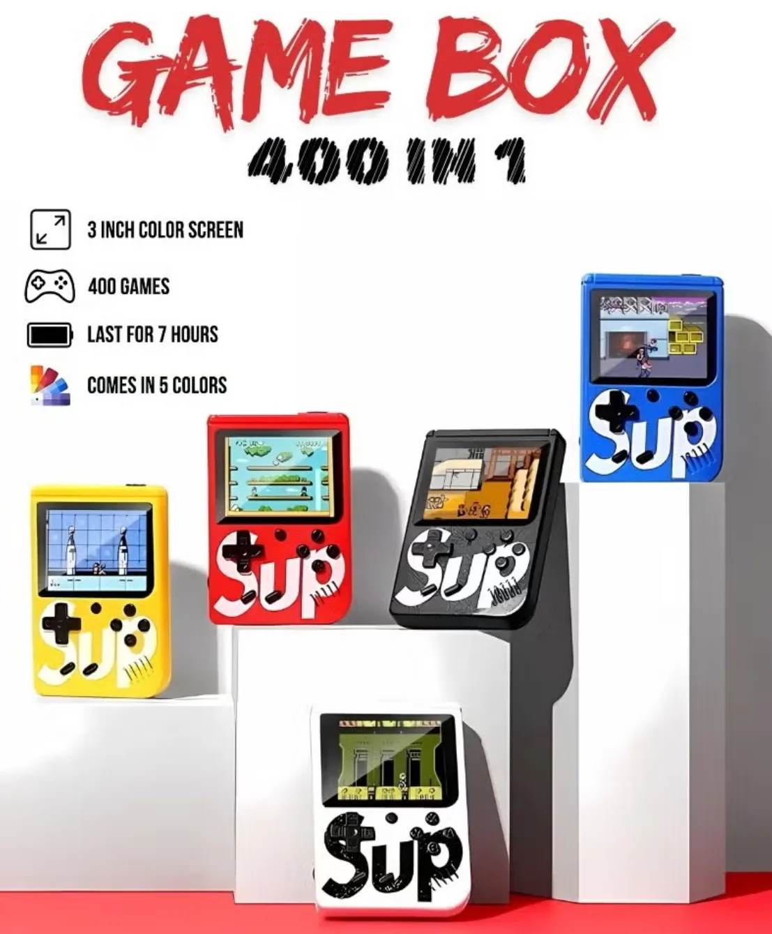 KIDS GAME | 400 IN 1 Handheld Gaming Console – Portable Retro Game Player, Multi-Game Collection for Kids, Classic Games for Fun & Learning, Perfect Gift for Boys and Girls, Easy to Use, Long Battery Life, Great for Travel & On-the-Go Play thumbnail 4