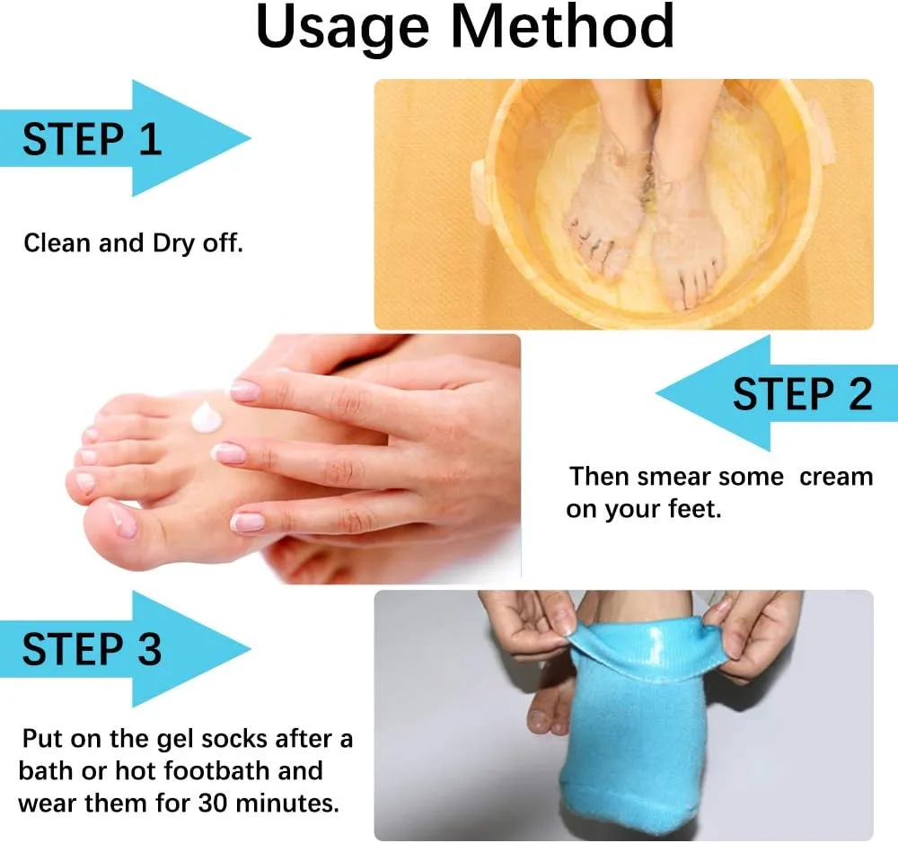 Moisturizing Socks, Gel Socks Soft Moisturizing Gel Socks, Gel Spa Socks for Repairing and Softening Dry Cracked Feet Skins, Gel Lining Infused with Essential Oils and Vitamins thumbnail 3
