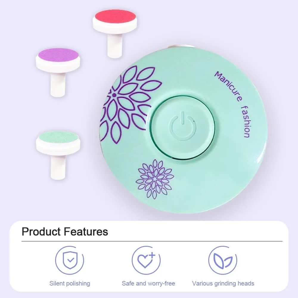 Baby Electric Nail Trimmer, Newborn Handheld Nail Grinder Silent Nail Clipper Replaceable Grinding Head Nail File for Finger Toe Nails Children's Gifts thumbnail 3