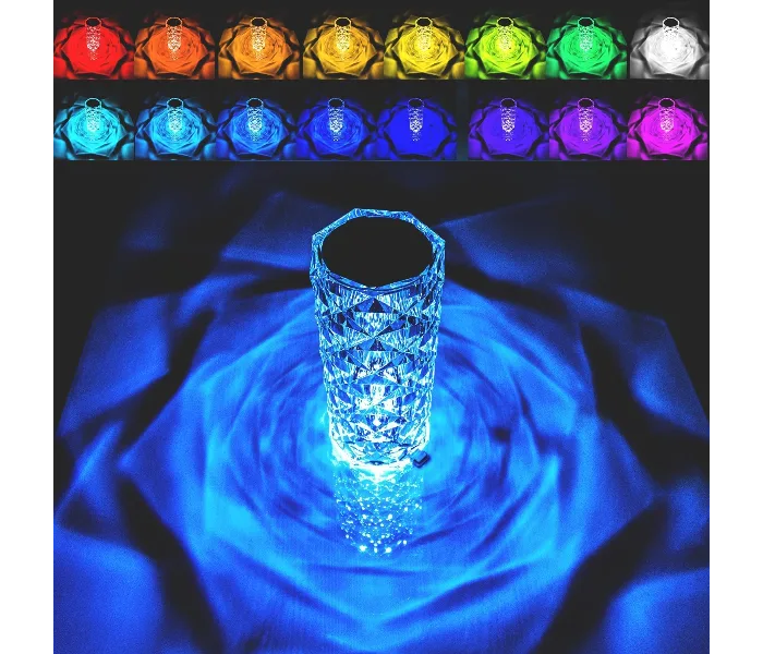 Crystal Diamond Color Changing Creative Romantic Rose Acrylic Led Light For Bedroom Living Room Touch Control Bedside Lamp With Usb Port thumbnail 7