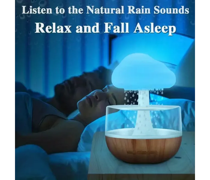 Rain Cloud Air Humidifier Aromatherapy With 7 Colours Led Lights And Raindrops Sound For Relaxing Sleep thumbnail 5
