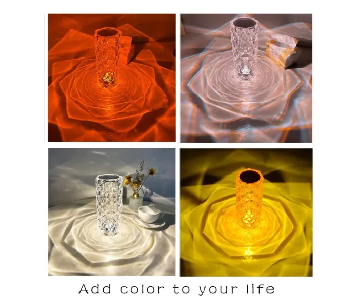 Crystal Diamond Color Changing Creative Romantic Rose Acrylic Led Light For Bedroom Living Room Touch Control Bedside Lamp With Usb Port thumbnail 5