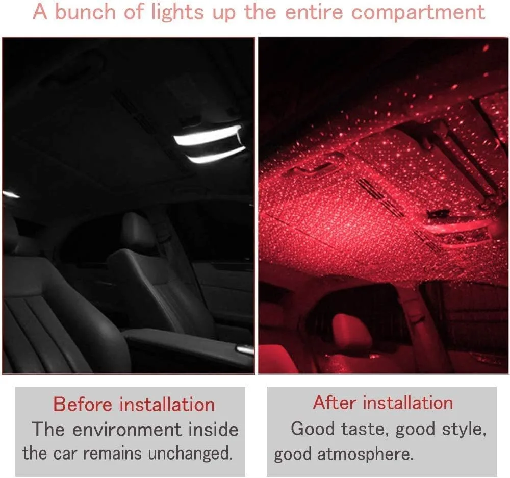 USB Car Roof Star LED Lights, Flexible Romantic Galaxy Night Lamp Fit All Cars Ceiling Decoration Light Interior Ambient Atmosphere  thumbnail 2