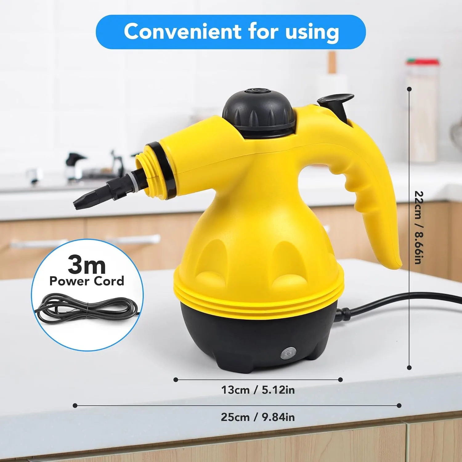 Portable Handheld Steam Cleaner, 1000 W Multifunctional High Pressure Steam Cleaner,with 9 in 1 Accessories,for kitchen bathroom sofa Car window (yellow) thumbnail 4