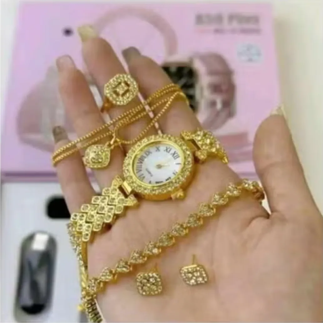 A58 PLUS Women Smartwatch with Bluetooth Calling, Fitness & Sleep Tracking, Long Battery Life + Luxury Diamond Jewelry Gift Set (Necklace, Ring, Earrings & Bracelet) thumbnail 3