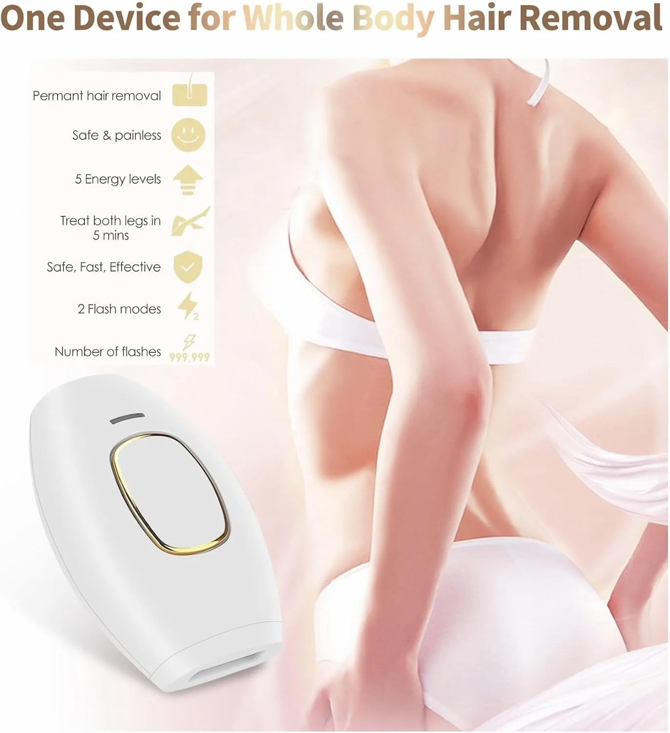Home Use Beauty Device IPL Laser Hair Removal for Women and Men,999999 Flashes at-Home Laser Hair Removal Device thumbnail 2