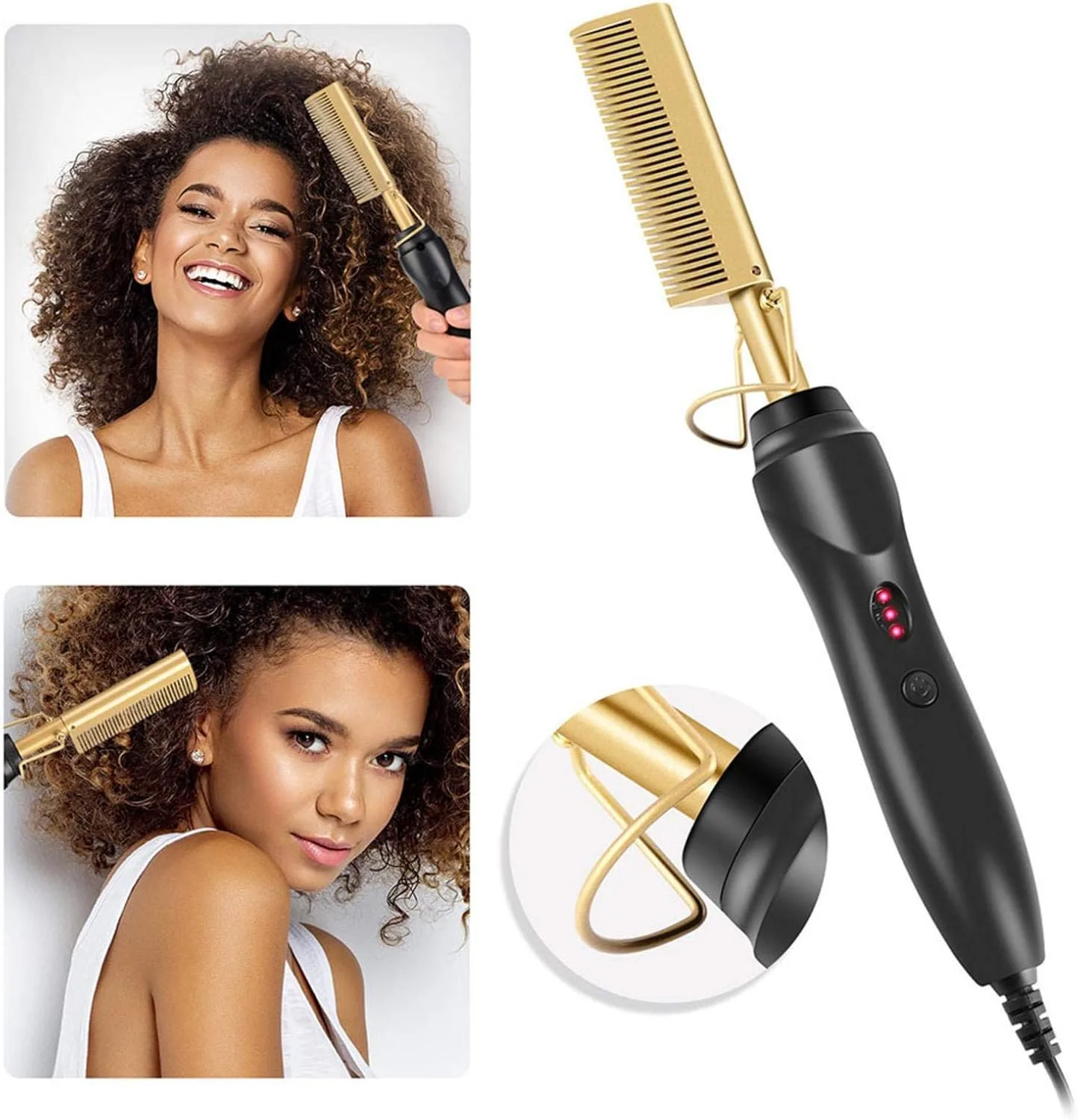 Heater Comb Multifunctional Copper Hair Straightener Shower Comb thumbnail 2