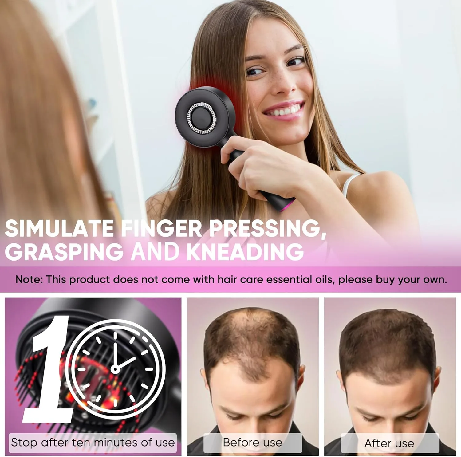 3 in 1 Scalp Massager Hair Growth Hair Oil Applicator,Electric Scalp Brush for Home,IPX7 Waterproof Electric Head Massager thumbnail 3