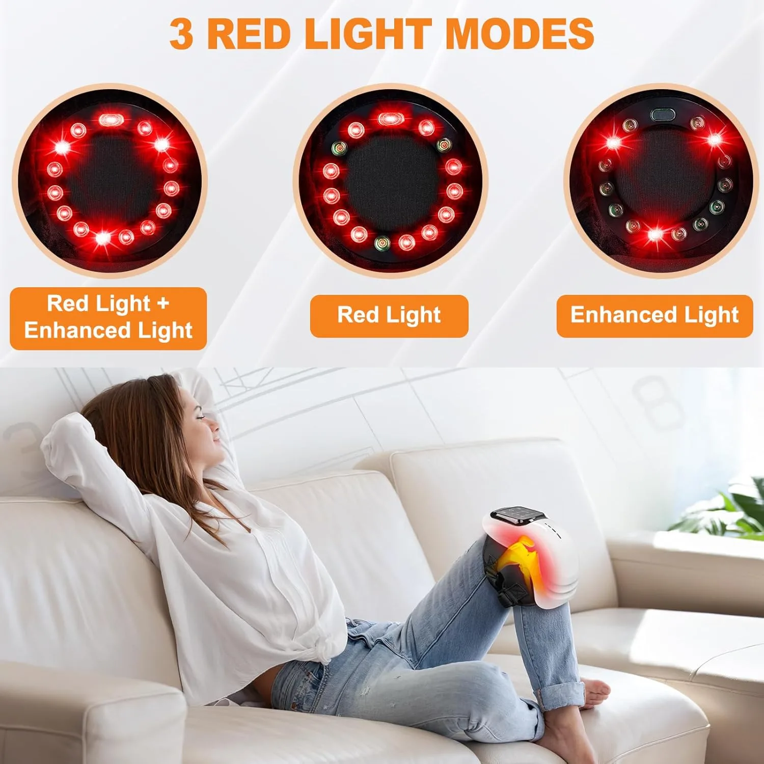 Portable Knee Massager with Heat, Red Light, Enhanced Light & Massage,Cordless Knee Massager for Relax Tight Muscles and Helps Minor Joint Stiffness and Discomfort thumbnail 5