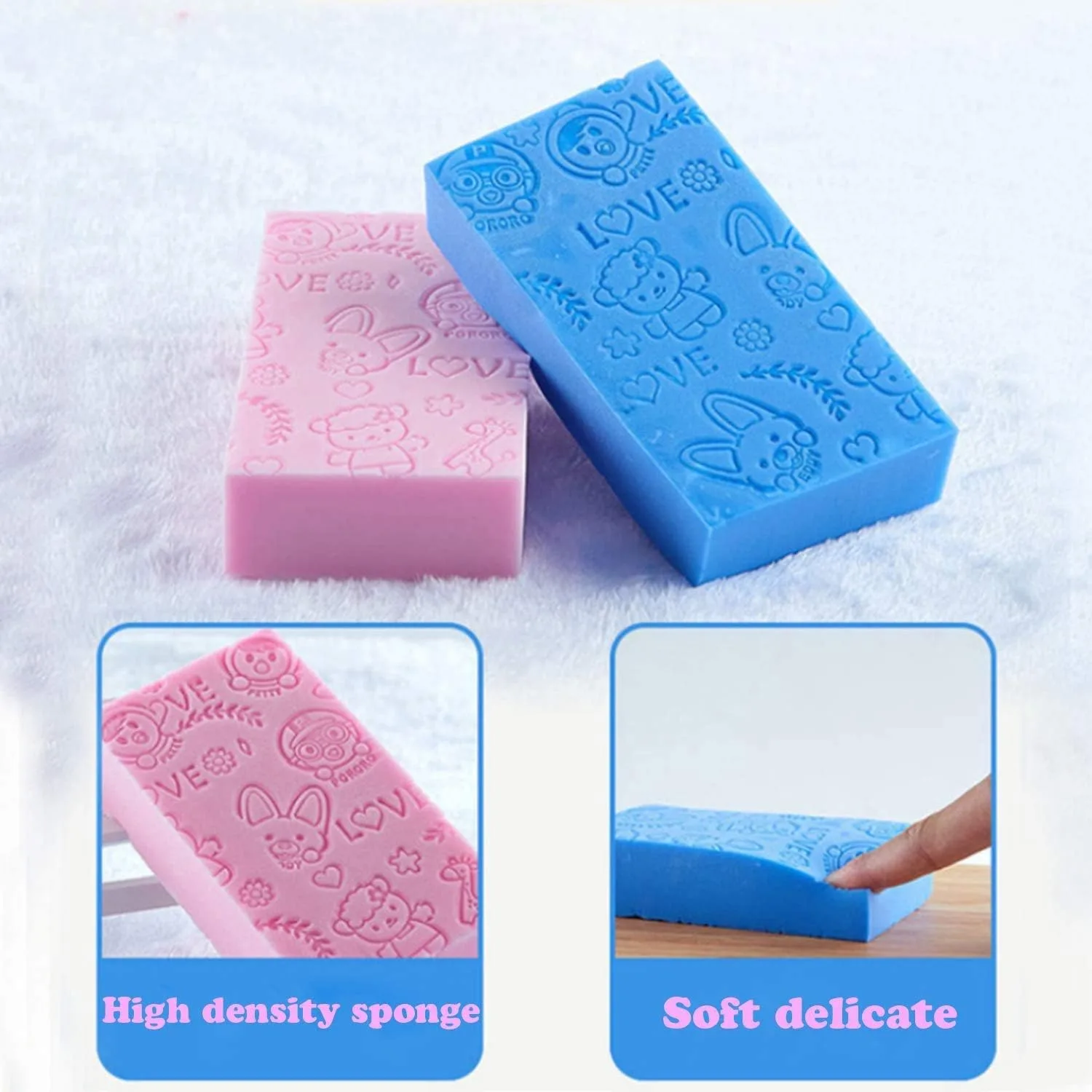 3PCS Ultra Soft Exfoliating Sponge Shower Brush Gentle Exfoliation Improve Skin's Health and Beauty Wet or Dry Brushing Back Scrubber for Shower thumbnail 2