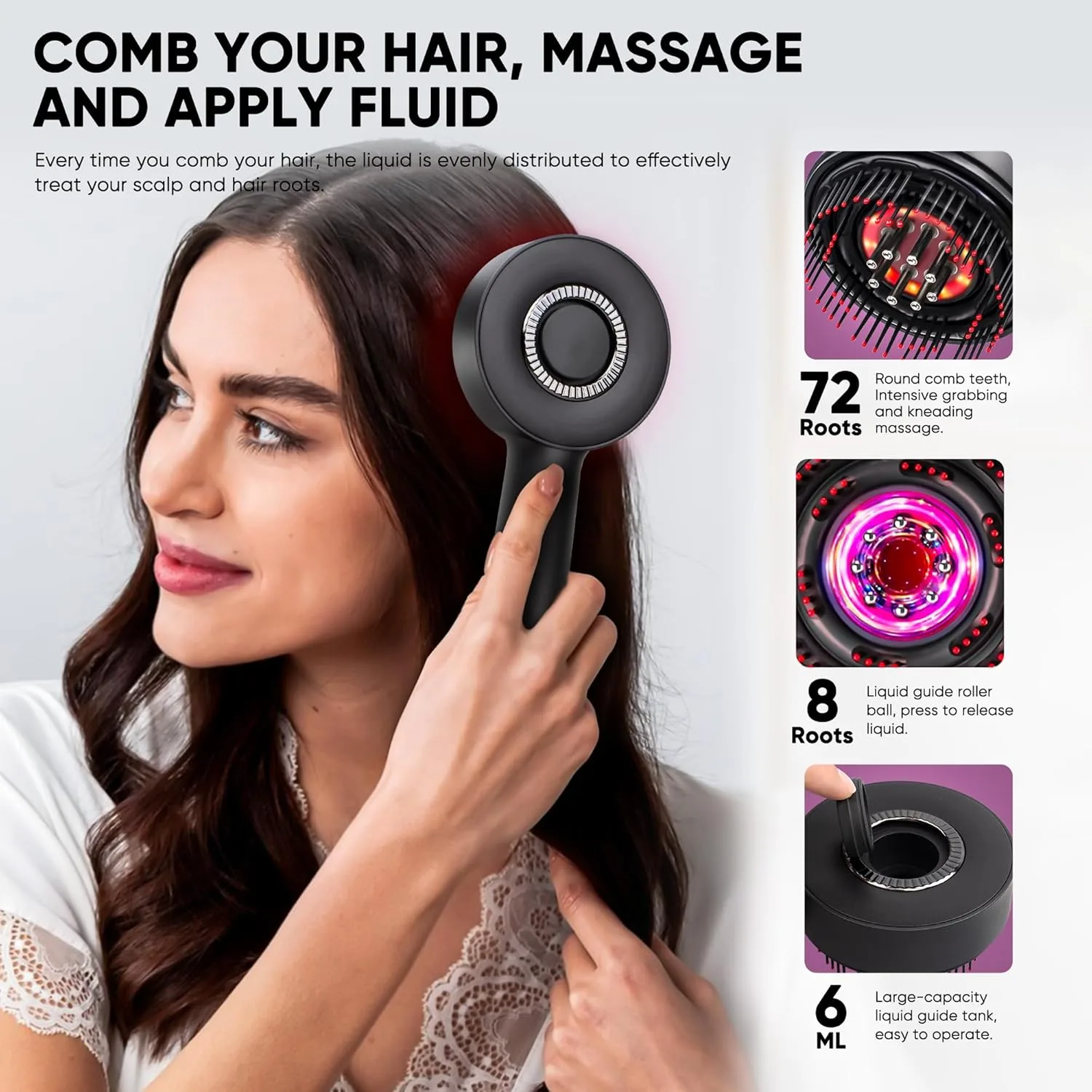 3 in 1 Scalp Massager Hair Growth Hair Oil Applicator,Electric Scalp Brush for Home,IPX7 Waterproof Electric Head Massager thumbnail 4