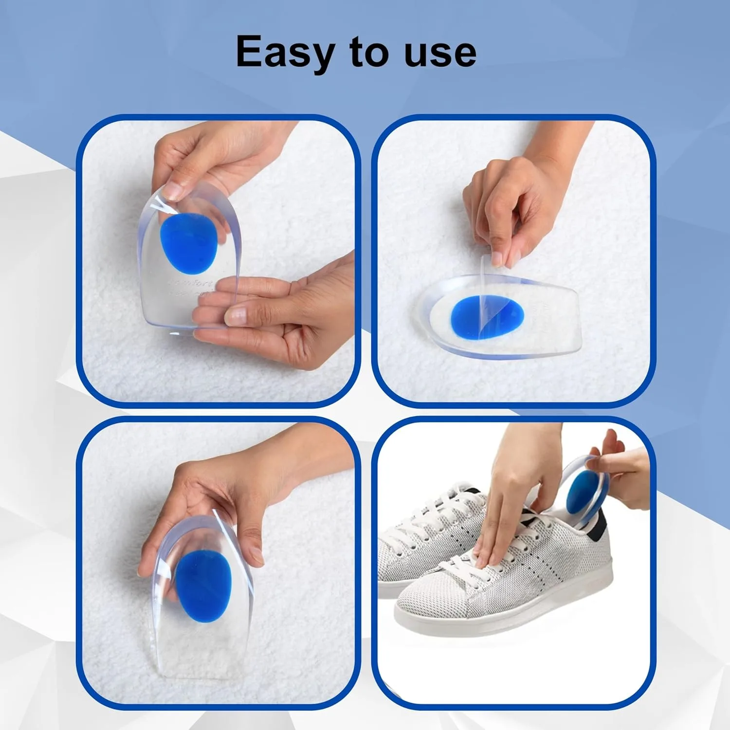 Wonder Care Gel Heel Cushion Pads for Heel Pain Relief | Silicone Heel Inserts for Plantar Fasciitis, Heel Spurs & Achilles Support | Unisex Comfort Shoe Insoles for Men & Women thumbnail 3