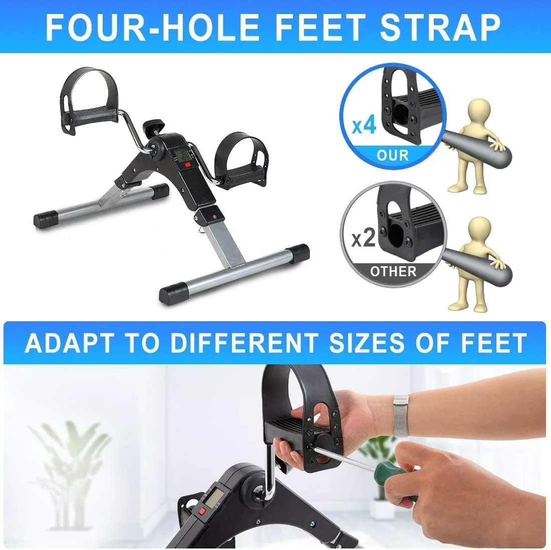 Pedal Exerciser Digital Foldable Mini Foot Leg Fitness Arm And Variable Resistance thumbnail 5