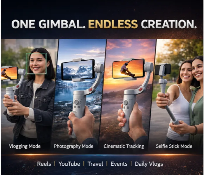 M1 3 Axis Smartphone Gimbal Stabilizer With Ai Face Tracking Foldable Selfie Stick Tripod For Iphone Android thumbnail 5