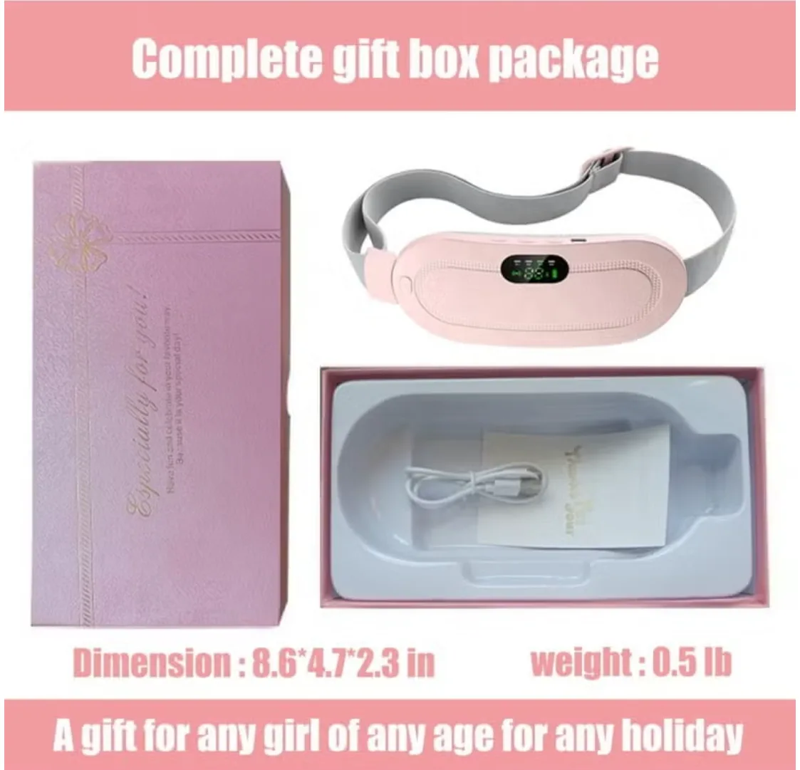 Portable Cordless Heating Pad for Period Cramps Relief, Rechargeable Electric Heat Belt with 3 Adjustable Heat Levels and 4 Vibration Modes, Perfect Gift for Women and Girls thumbnail 2