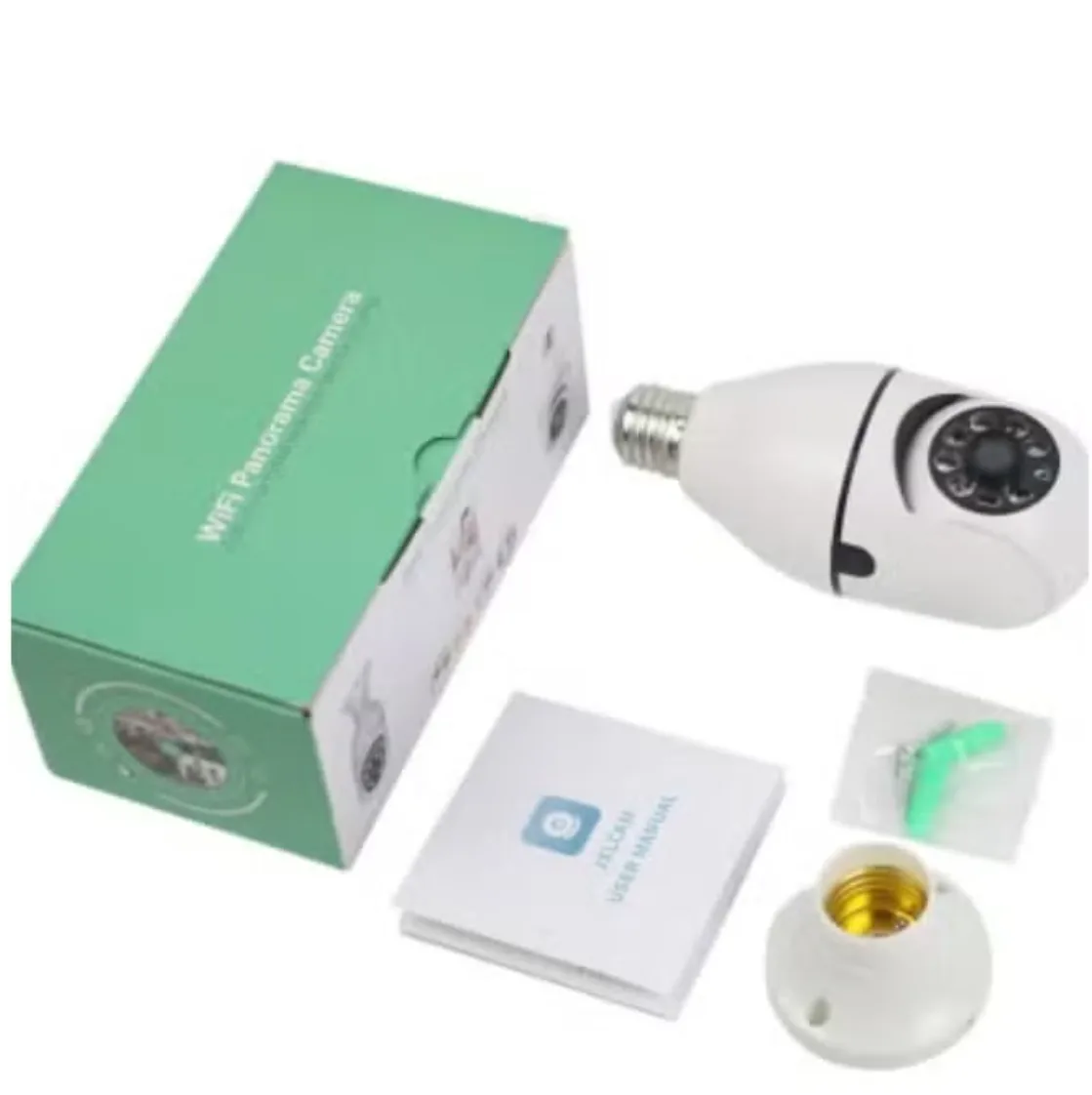 WiFi Panorama Camera & Wireless Outdoor CCTV Monitor – 1080P 2MP WiFi Smart Camera with Night Vision, Motion Detection, 2-Way Talk, Easy Installation, APP Remote Monitoring, Smart Home Security Light Bulb Camera for Home & Office Protection