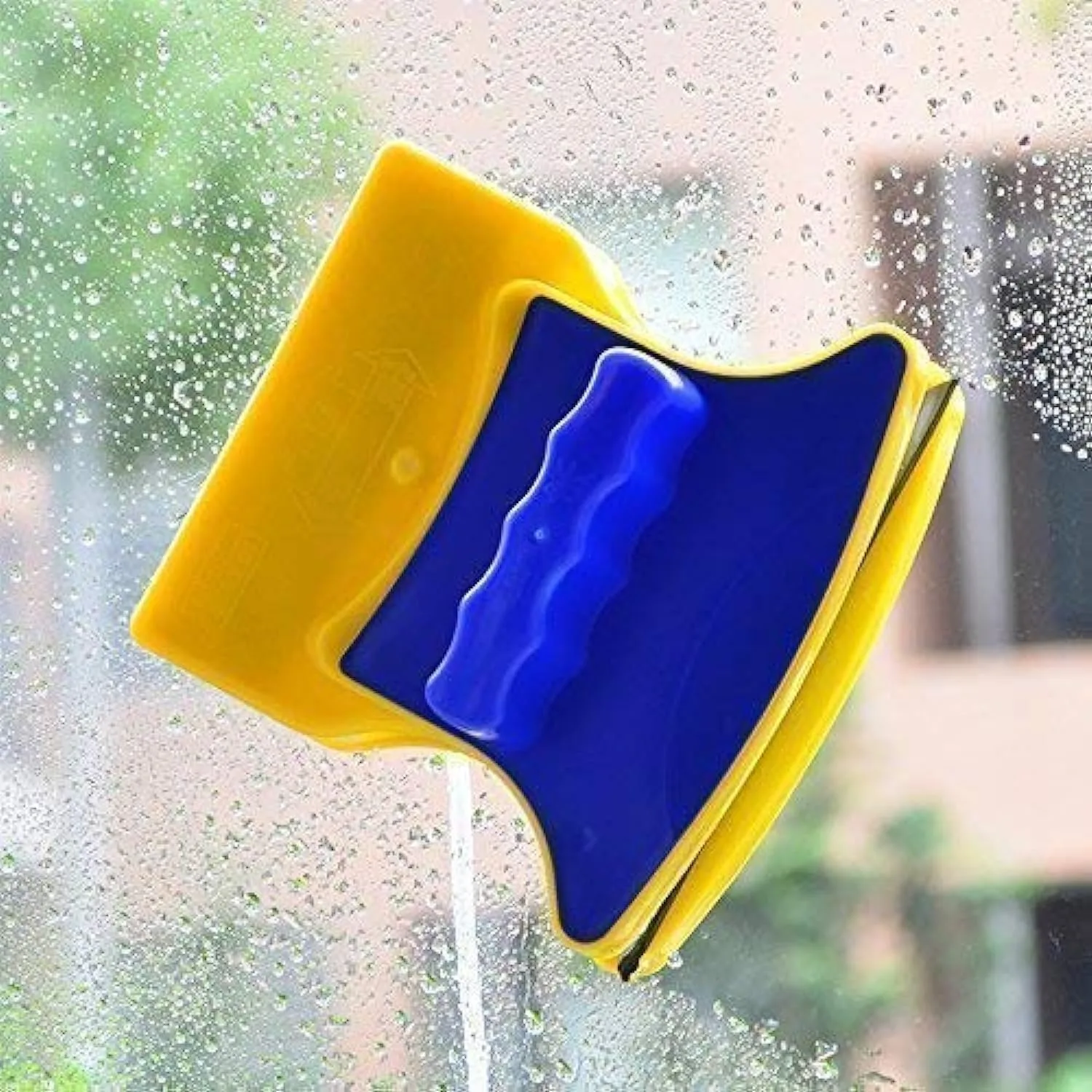 Magnetic Window Cleaner, Window Cleaning Tool, Magnetic Window Cleaner Double Sided, Window Double Sided Cleaner with 2 Extra Cleaning Cotton Squeegee (Multicolour, Standard) thumbnail 6