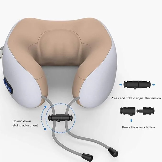 Portable Electric Travel Neck Pillow with Massaging Function | Memory Foam, U-Shaped Design, Airplane & Car Use, Breathable & Soft, Home & Office thumbnail 2