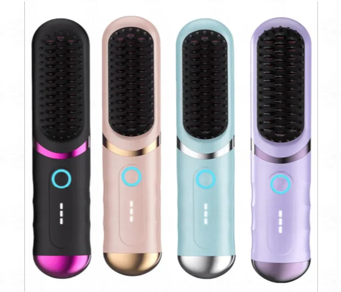 Wireless Hair Straightener Comb Rechargeable Ceramic Brush For Quick Hair Styling Smoothing And Detangling