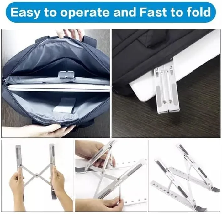 Adjustable Laptop Stand, Portable Aluminium Laptop Riser Laptop Holder for Desk, Foldable Ventilated Cooling Computer Support Stand thumbnail 3