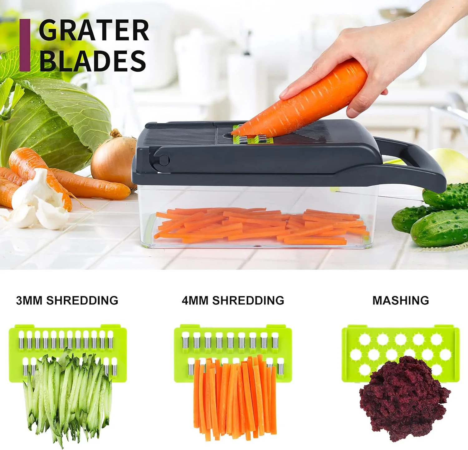 Vegetable Chopper, Onion Chopper, Mandolin Slicer,Pro 10 in 1professional food Choppermultifunctional Vegetable Chopper and Slicer, Dicing Machine, AdjustableVegetable Cutter With Container thumbnail 5