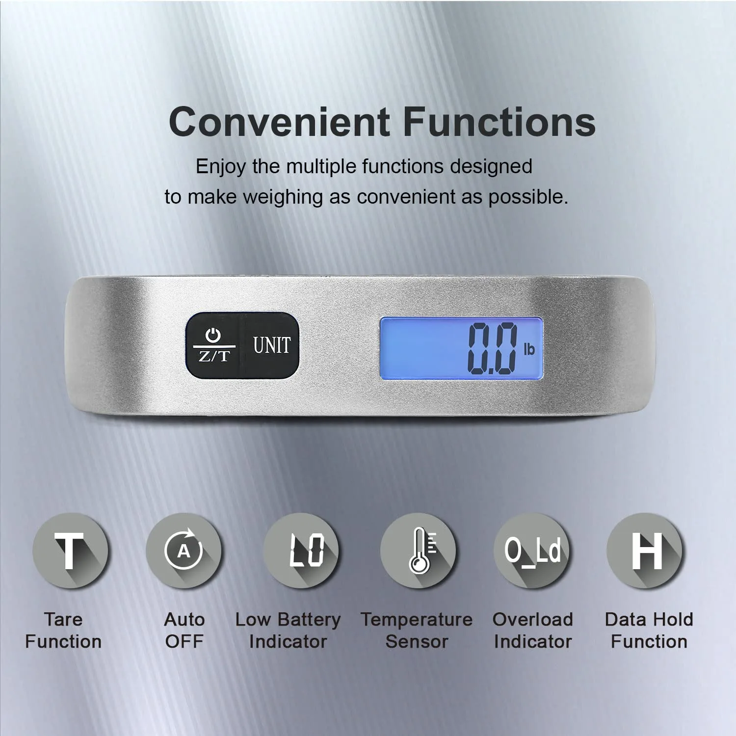 Portable Digital Hanging Baggage Scale for Travel, Suitcase Weight Scale with Rubber Paint, 110 Pounds, Battery Included, Silver, 2 Pcs thumbnail 6