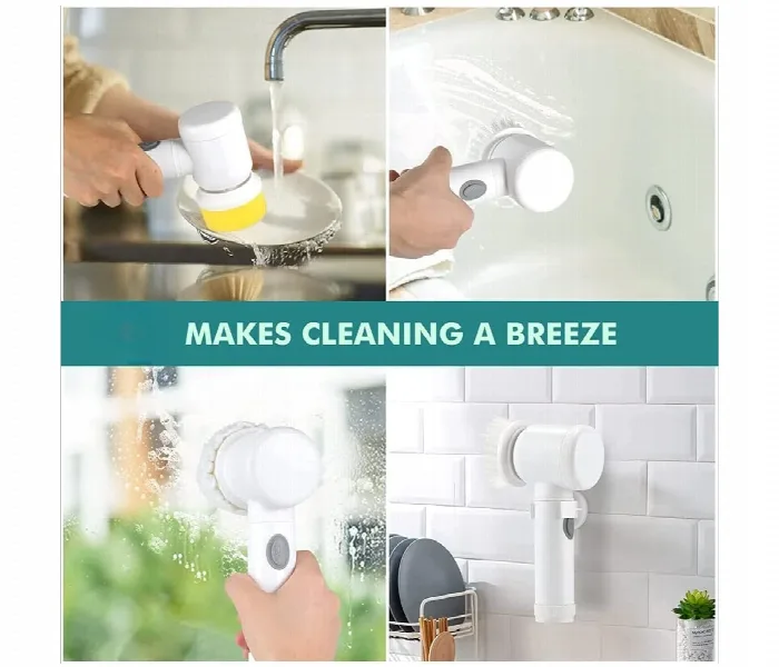 5 In 1 Electric Spin Scrubber Rechargeable Cleaning Tools Grout Brush Electric Cleaning Brush With 3 Brush Heads thumbnail 5