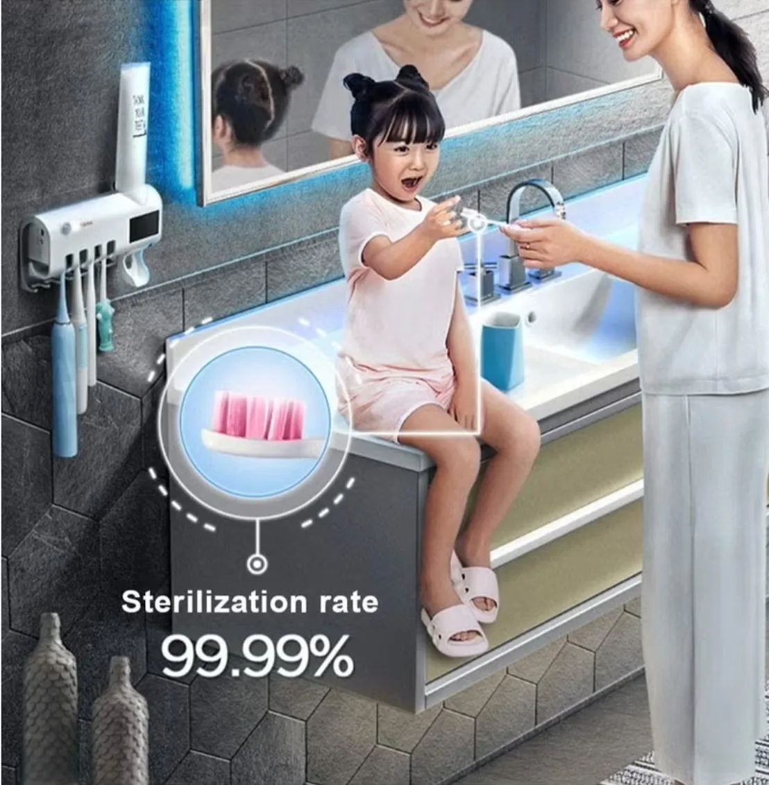 UV Toothbrush Sanitizer, Bathroom Toothbrush Holder Wall Mounted Ultraviolet Light Sterilizer,Toothbrush Organizer for Home, Bathroom thumbnail 4
