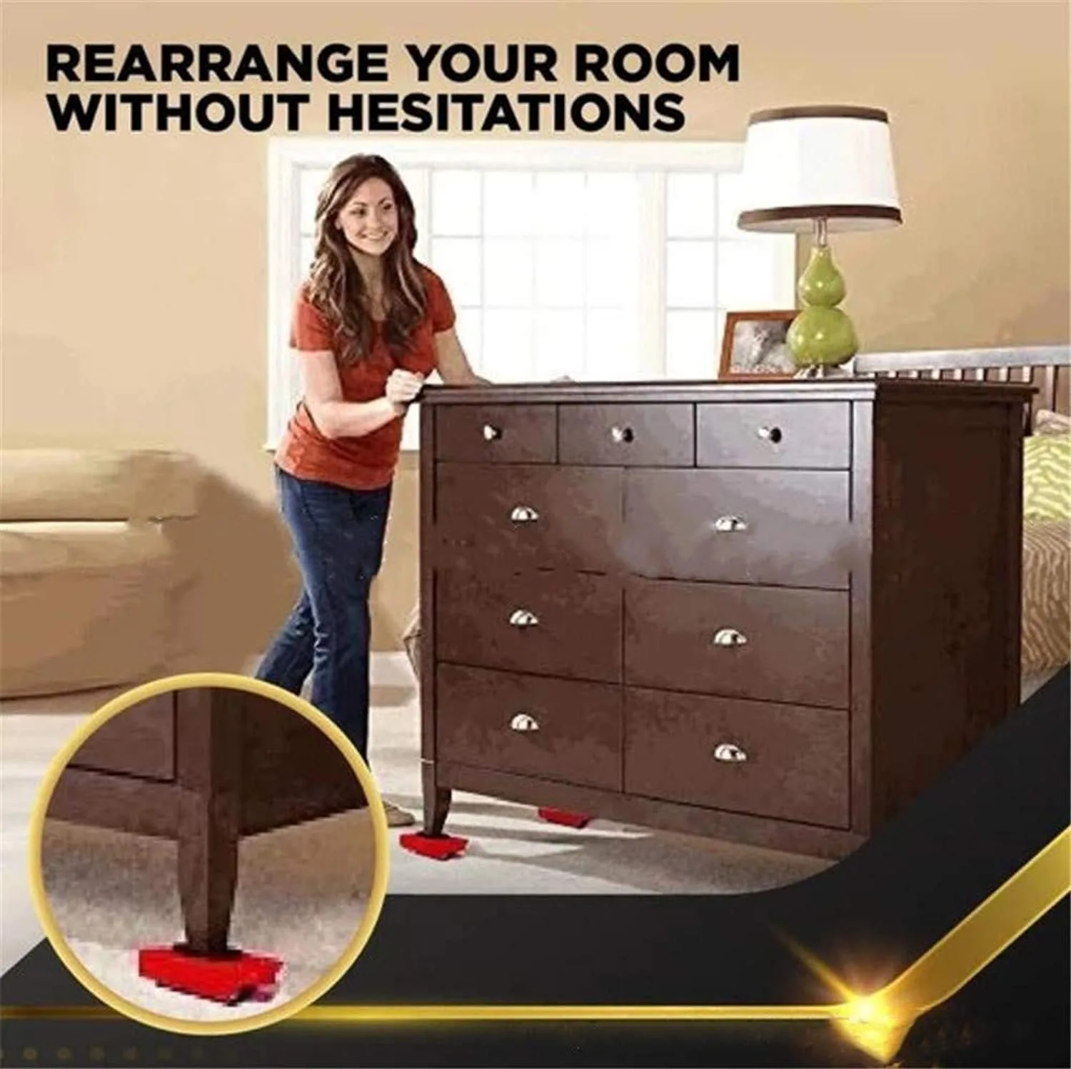 Furniture Lifter Easy Moving Sliders 5 Packs Mover Tool Set,Heavy Appliance & Lifting System - Maximum Load Weight 330Lbs thumbnail 7