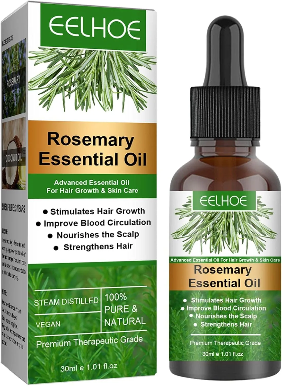 Rosemary Hair Oil, 30ml Rosemary Essential Oil for Hair Growth, Nourishment Scalp, Stimulates Hair Growth, Hair Care Oil for Women Men