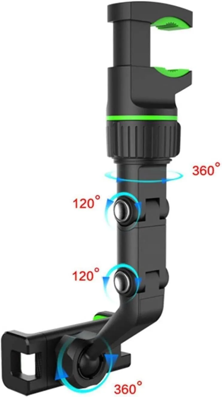 360° Rearview Mirror Phone Holder - Universal Car Phone and GPS Mount, 360° Rotating Car Rearview Mirror Mount, Adjustable, Easy Installation, Compatible with All Smartphones thumbnail 3