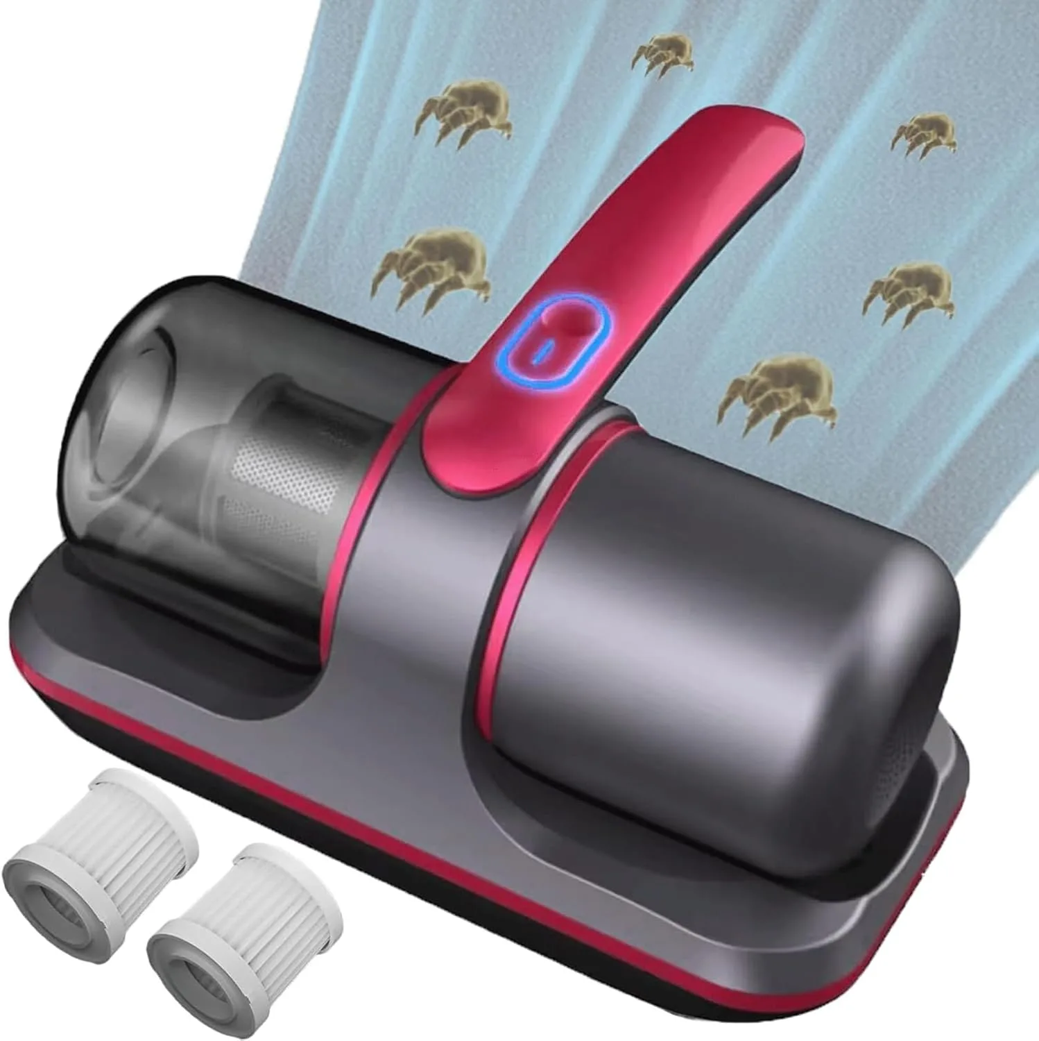 Bed Vacuum Cleaner, Household High-Frequency Strong Mite Removal Instrument, Handheld Deep Mattress Vacuum Cleaner, Wireless Vacuum Cleaning Remover Instrument, for Bed, Sofa, Carpets