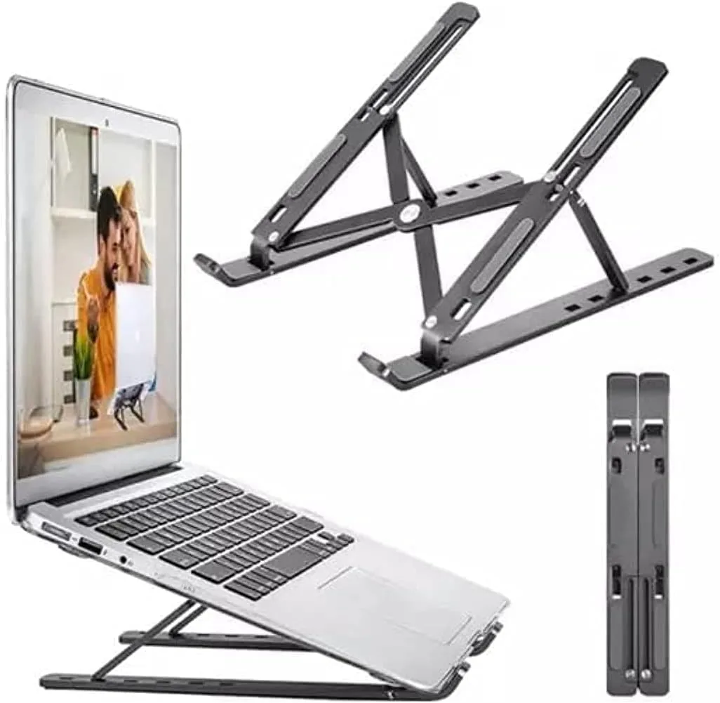 Adjustable Laptop Stand, Portable Aluminium Laptop Riser Laptop Holder for Desk, Foldable Ventilated Cooling Computer Support Stand