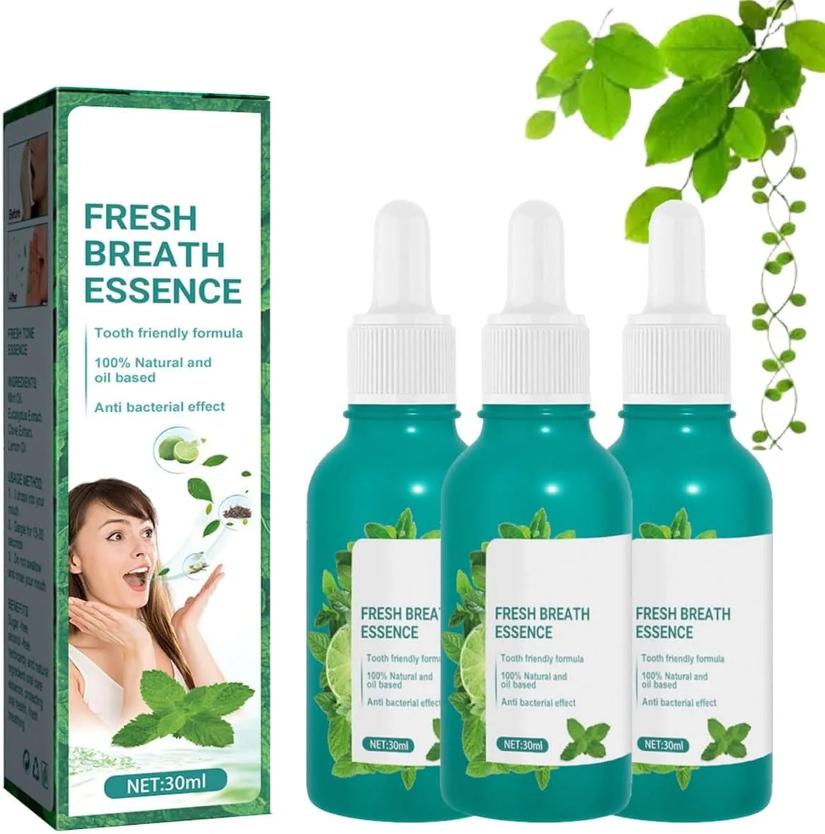 Fresh Breath Oral Care Essence - Clean Teeth Gel, Natural Breath Freshening Drops - Easy to Carry