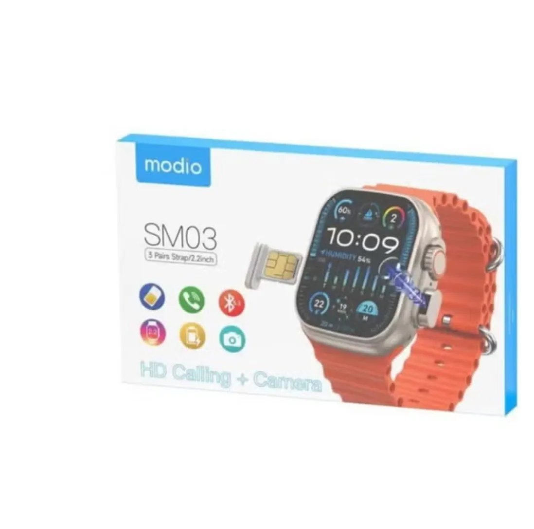 SM03 Smartwatch with SIM Card Slot & HD Camera, 3 Interchangeable Straps for Men & Women, Fitness Tracker, Call & Message Alerts, Long Battery Life