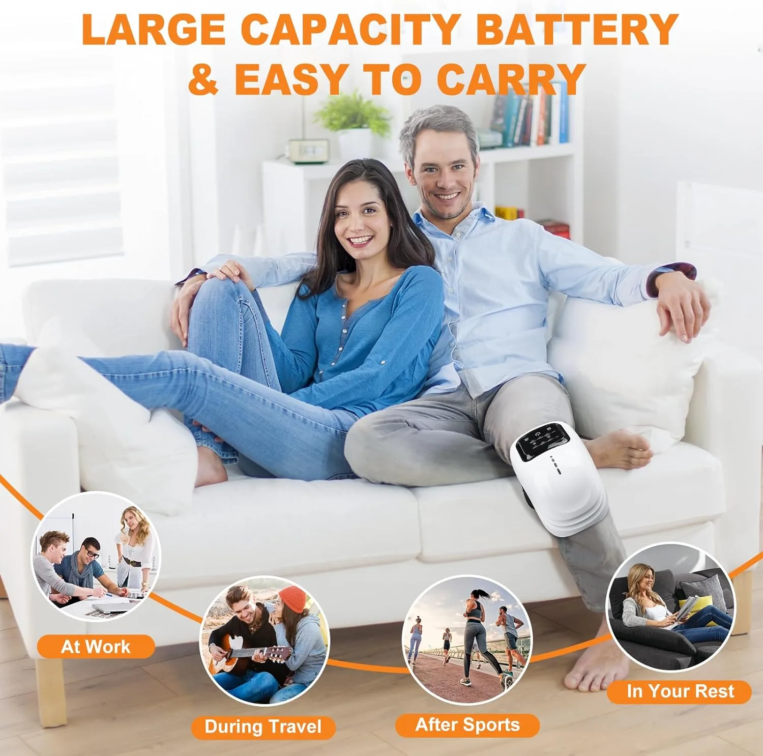 Portable Knee Massager with Heat, Red Light, Enhanced Light & Massage,Cordless Knee Massager for Relax Tight Muscles and Helps Minor Joint Stiffness and Discomfort thumbnail 2