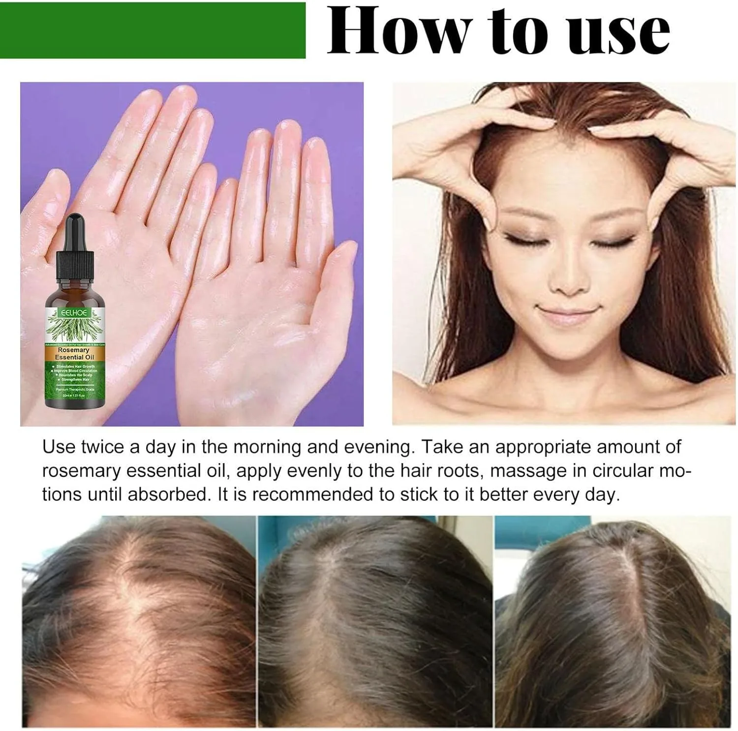 Rosemary Hair Oil, 30ml Rosemary Essential Oil for Hair Growth, Nourishment Scalp, Stimulates Hair Growth, Hair Care Oil for Women Men thumbnail 4