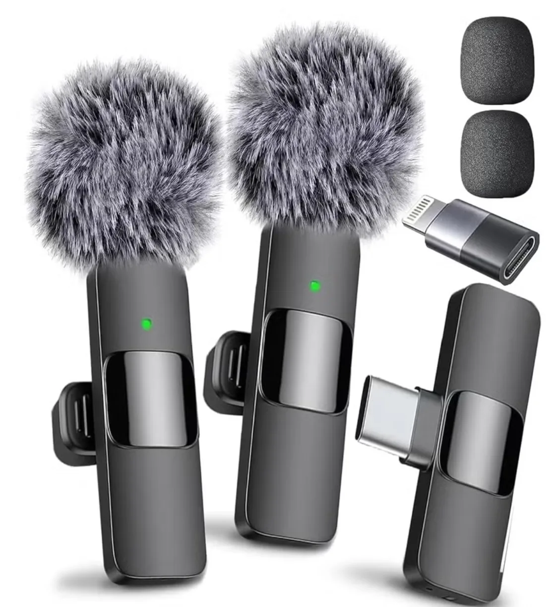 Wireless Lavalier Microphone Compatible with iPhone iPad Android Phone Laptop Type-C Plug-Play Lapel Clip-On Mic with Noise Reduction for Video Recording Live Steam Interview TikTok YouTube