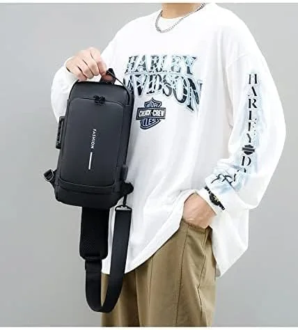 Anti theft Crossbody Sling bag,Shoulder Backpack,Lightweight Chest Daypack with USB Charging Port thumbnail 5