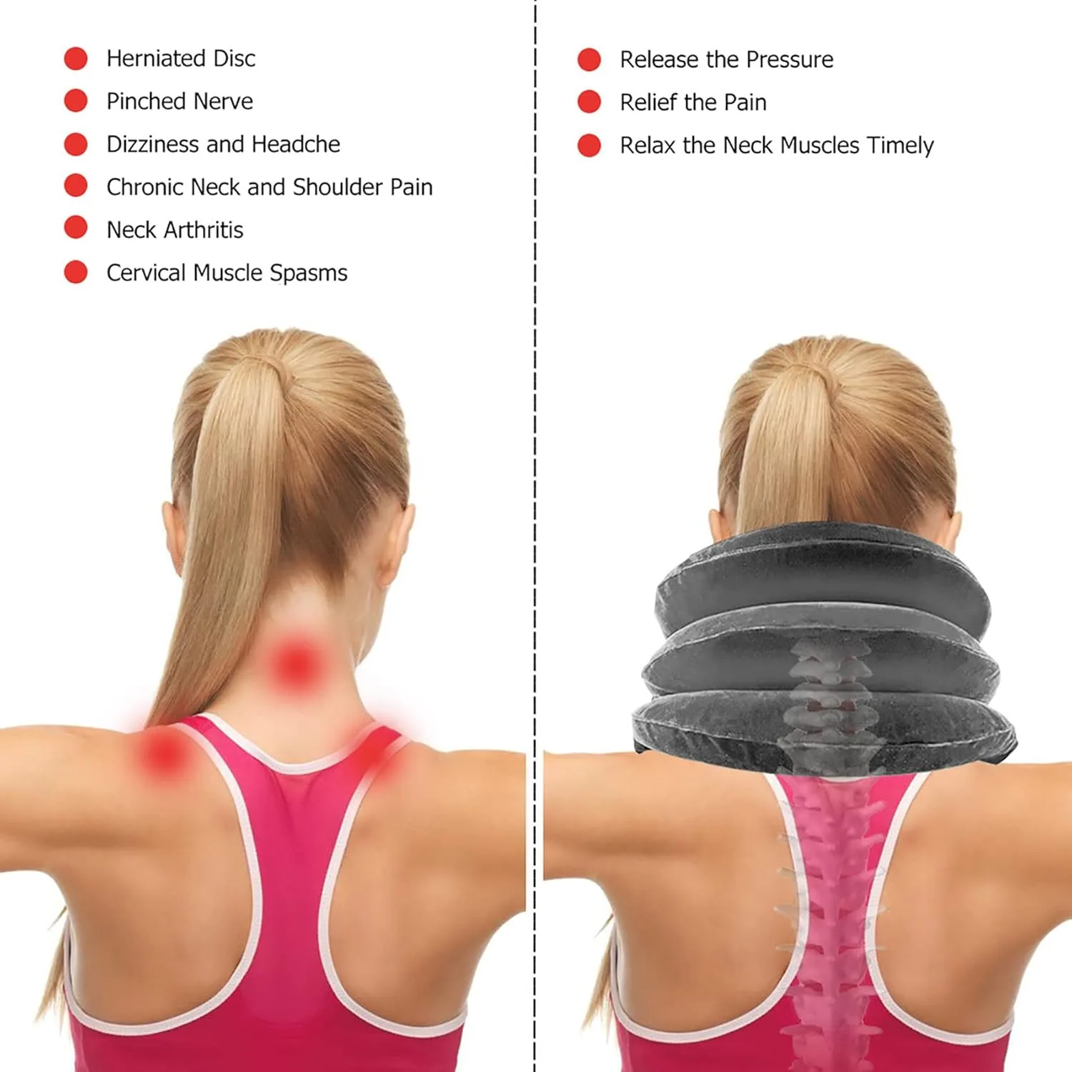 Neck Traction Device Adjustable Inflatable Neck Support Pillow 3 Layers for Instant Neck Pain Relief and Spine Alignment At Home or Work thumbnail 6