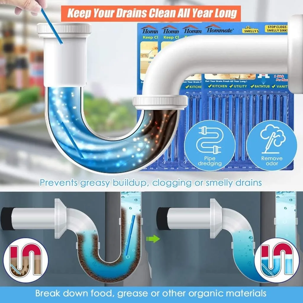 Sani Sticks Kitchen Sink Drain Cleaner Sticks Drain Pipe Bathtub Sink Cleaners thumbnail 3