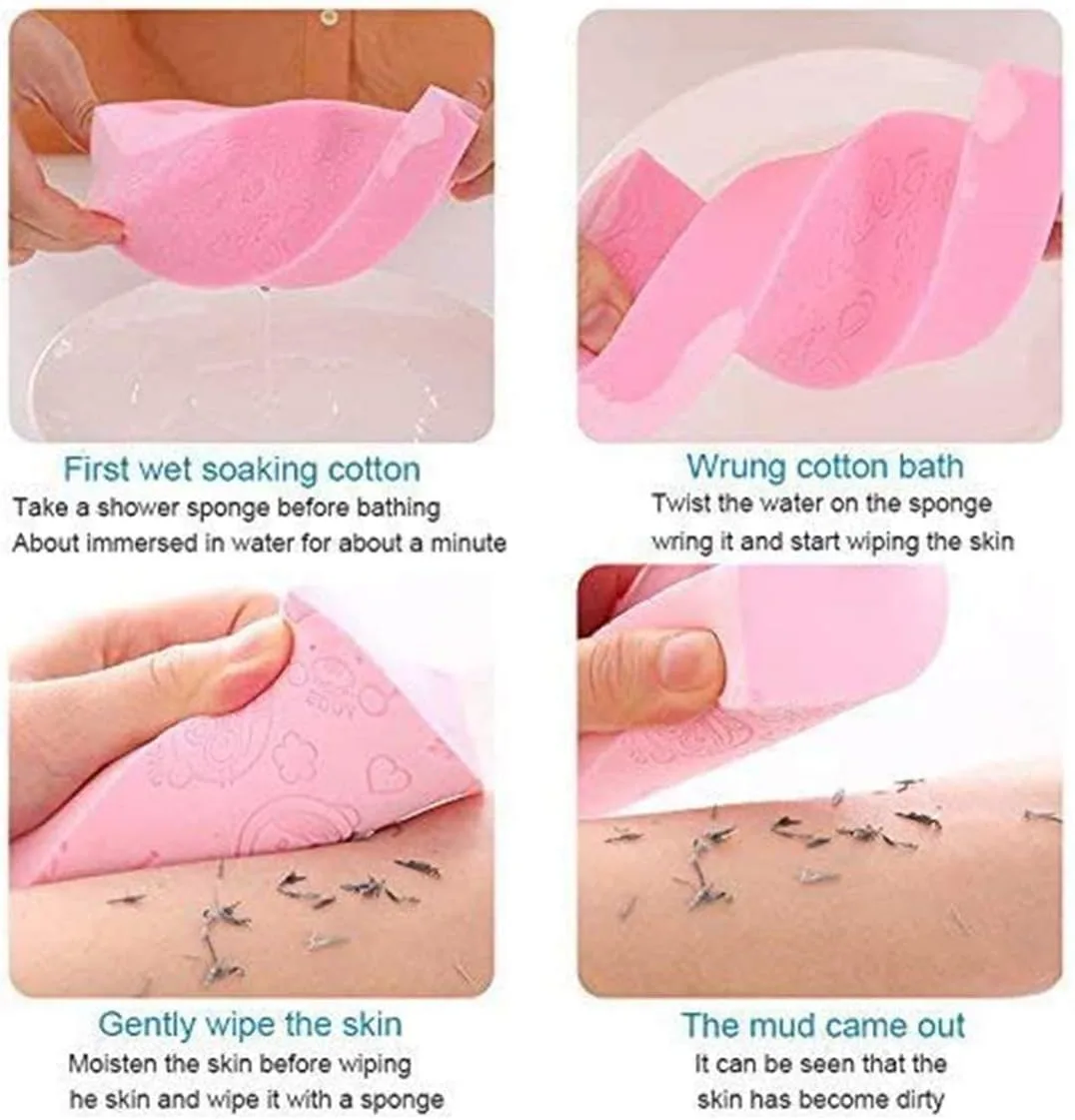 3PCS Ultra Soft Exfoliating Sponge Shower Brush Gentle Exfoliation Improve Skin's Health and Beauty Wet or Dry Brushing Back Scrubber for Shower thumbnail 4