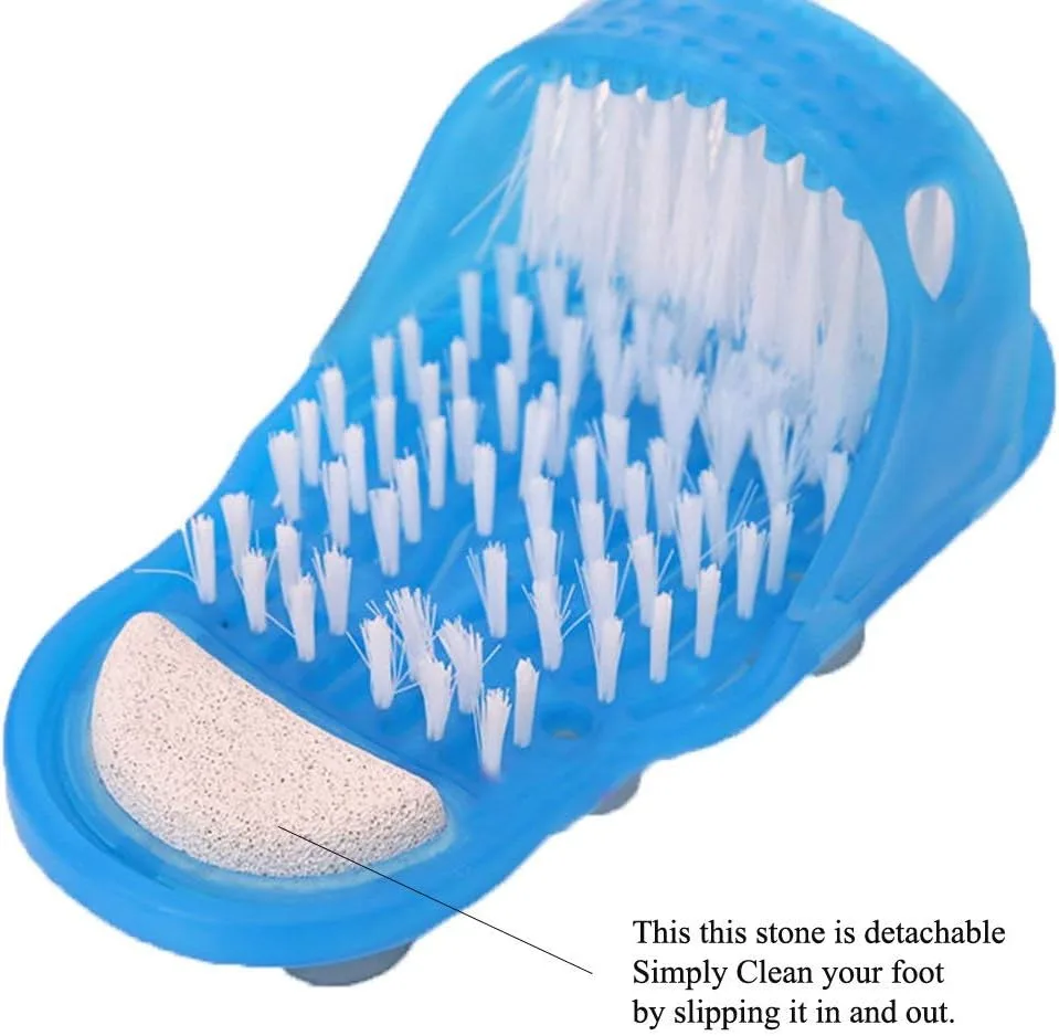 Messar Bathroom Shower No Bending Feet Brush Foot Cleaning Bristle Slipper Washer Bath Scrubber Massager Stick on Floor thumbnail 3