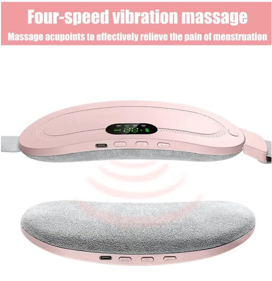 Portable Cordless Heating Pad for Period Cramps Relief, Rechargeable Electric Heat Belt with 3 Adjustable Heat Levels and 4 Vibration Modes, Perfect Gift for Women and Girls thumbnail 7