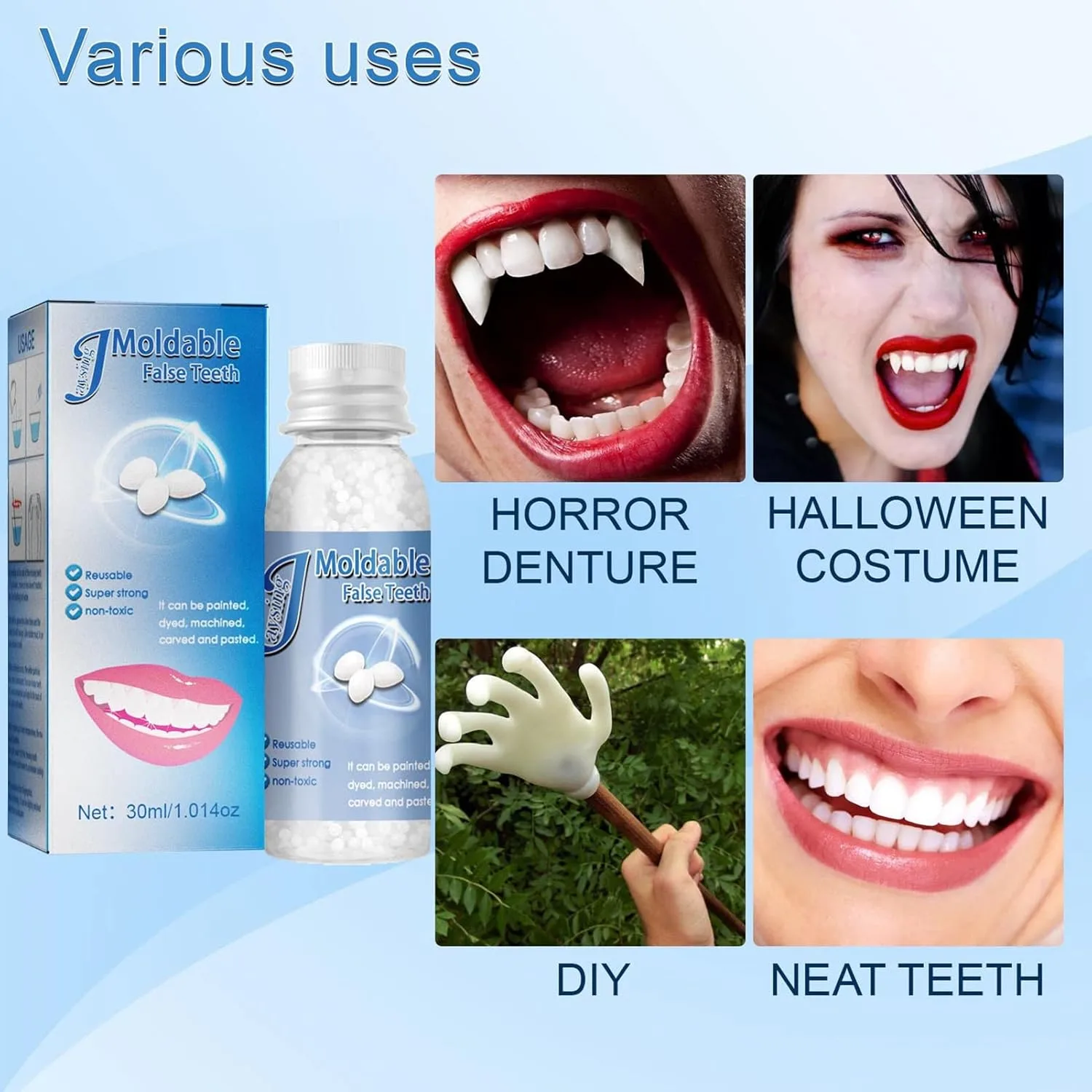 Moldable False Teeth White Particles Reusable Non-toxic Temporarily Fill Regain Smile Cosplay DIY thumbnail 3