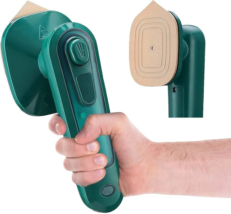 Mini Electric Steam Iron 2-in-1 Portable Dry & Steam Travel Iron Green | Non-Stick Soleplate, Fast Heating, Compact Handheld, Travel & Home Use thumbnail 3